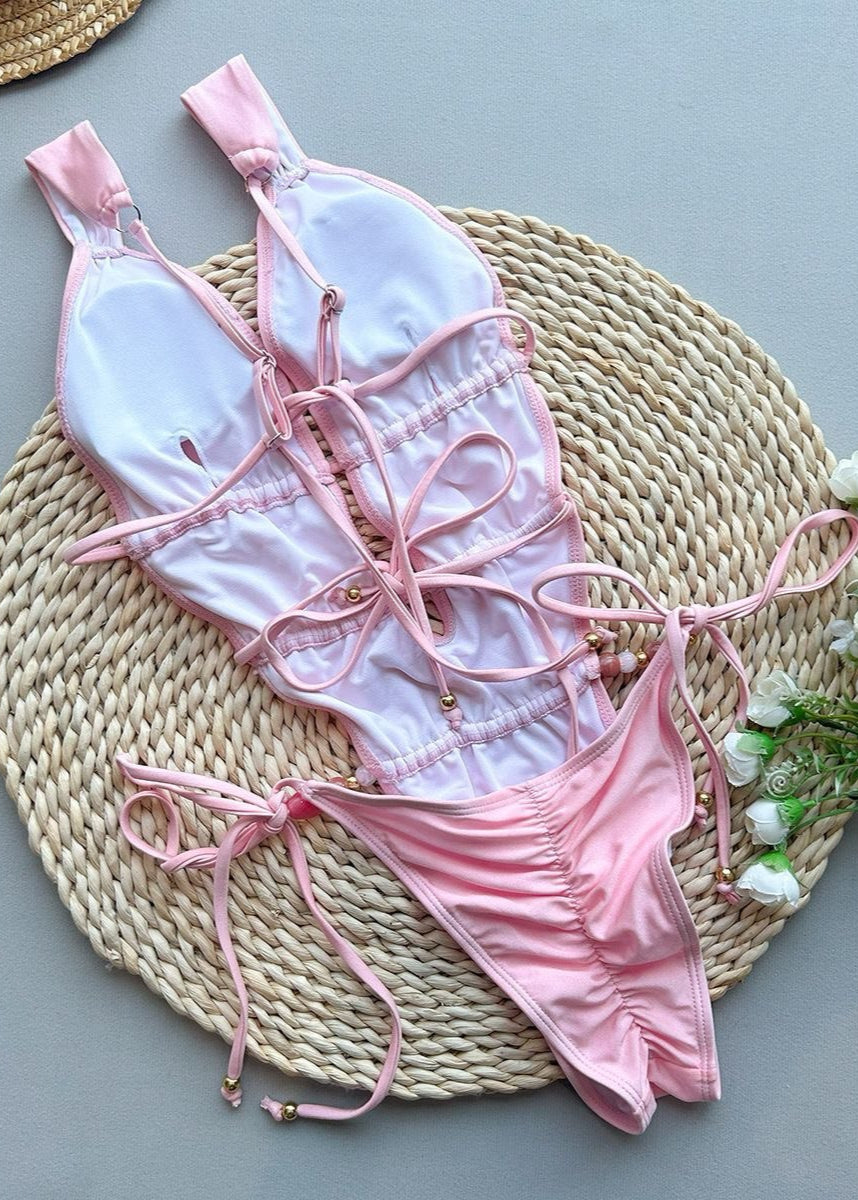 Marbella traje de una pieza con recortes - traje de baño fruncido de pierna alta