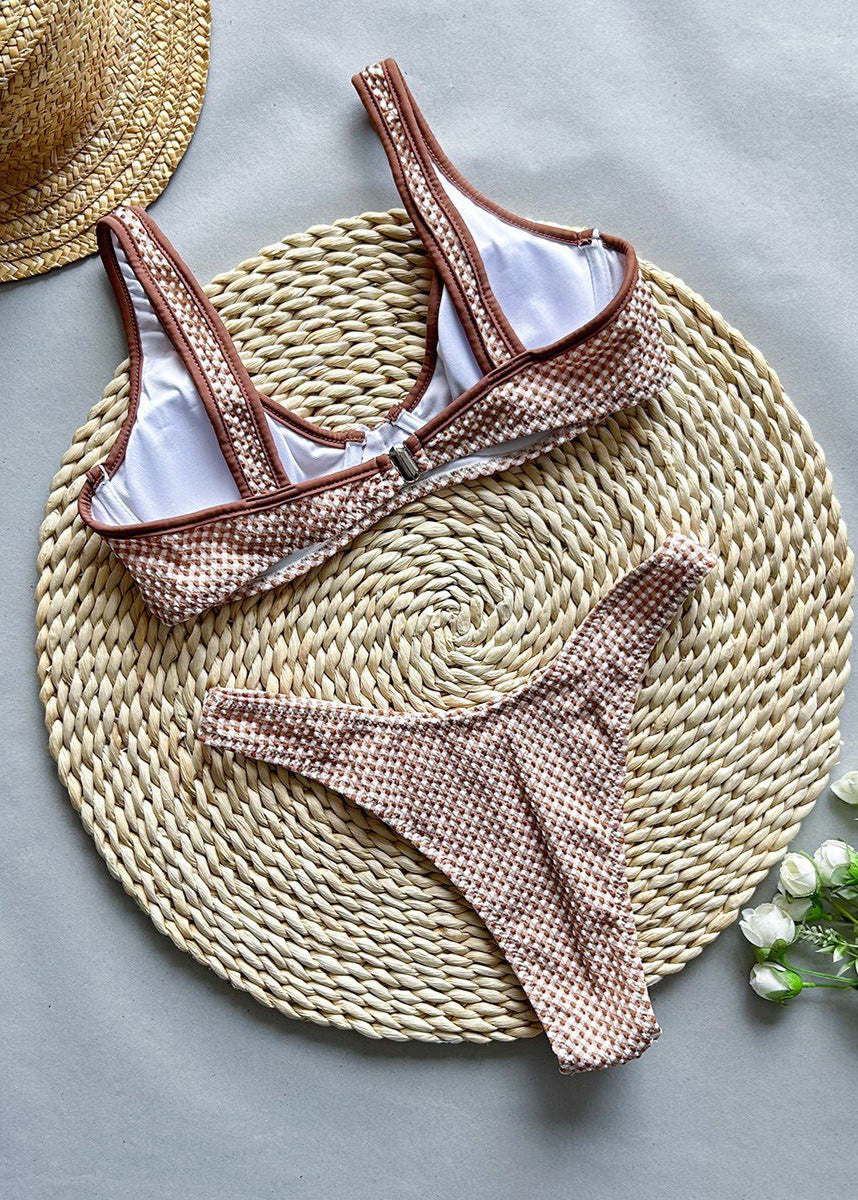 Capri Check - Conjunto de bikini texturizado con aros