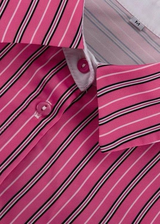Camisa corta a rayas Faye – Look Poder Rosa