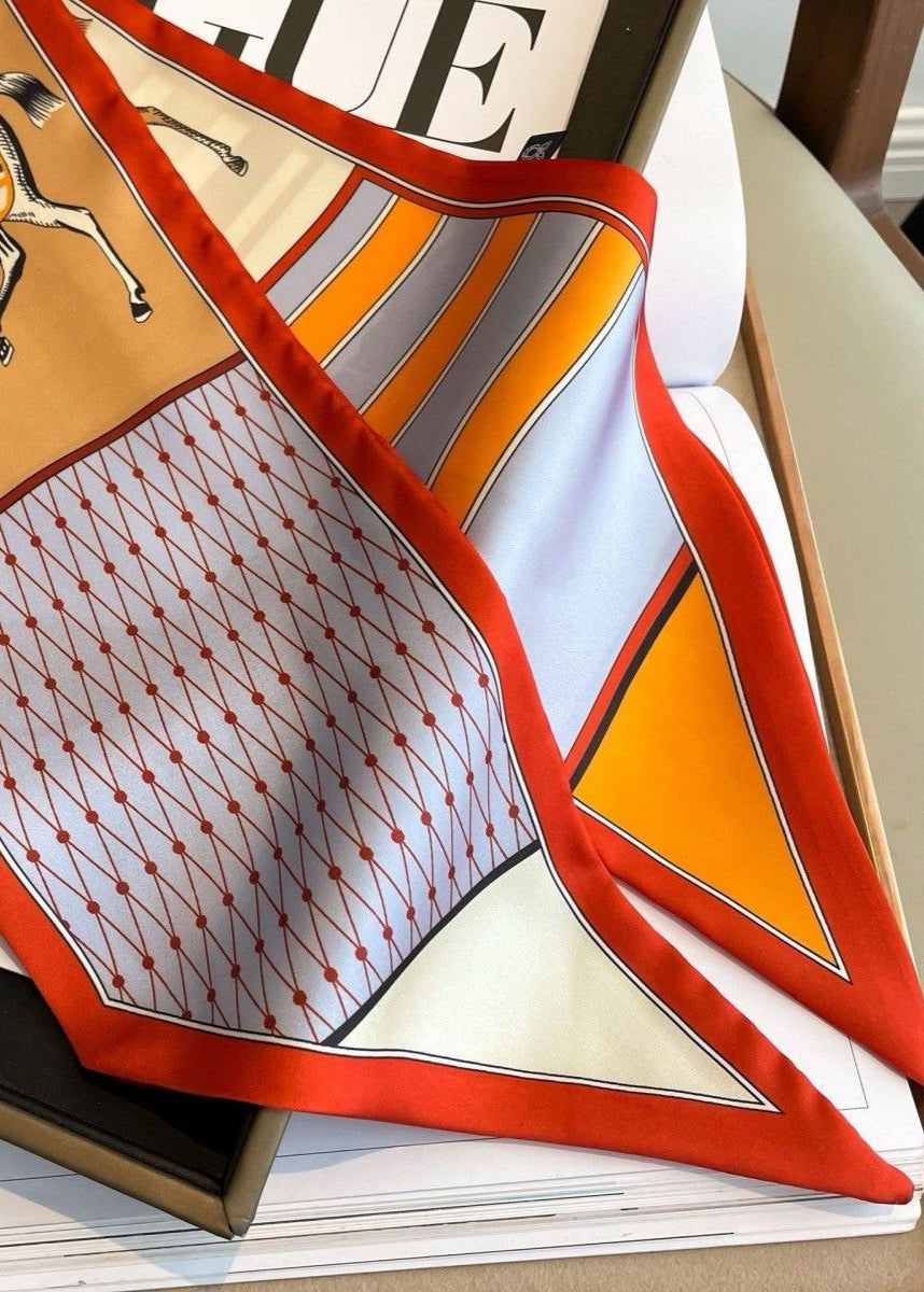 Equestra - Sciarpa Twilly di Seta con Stampa Cavallo