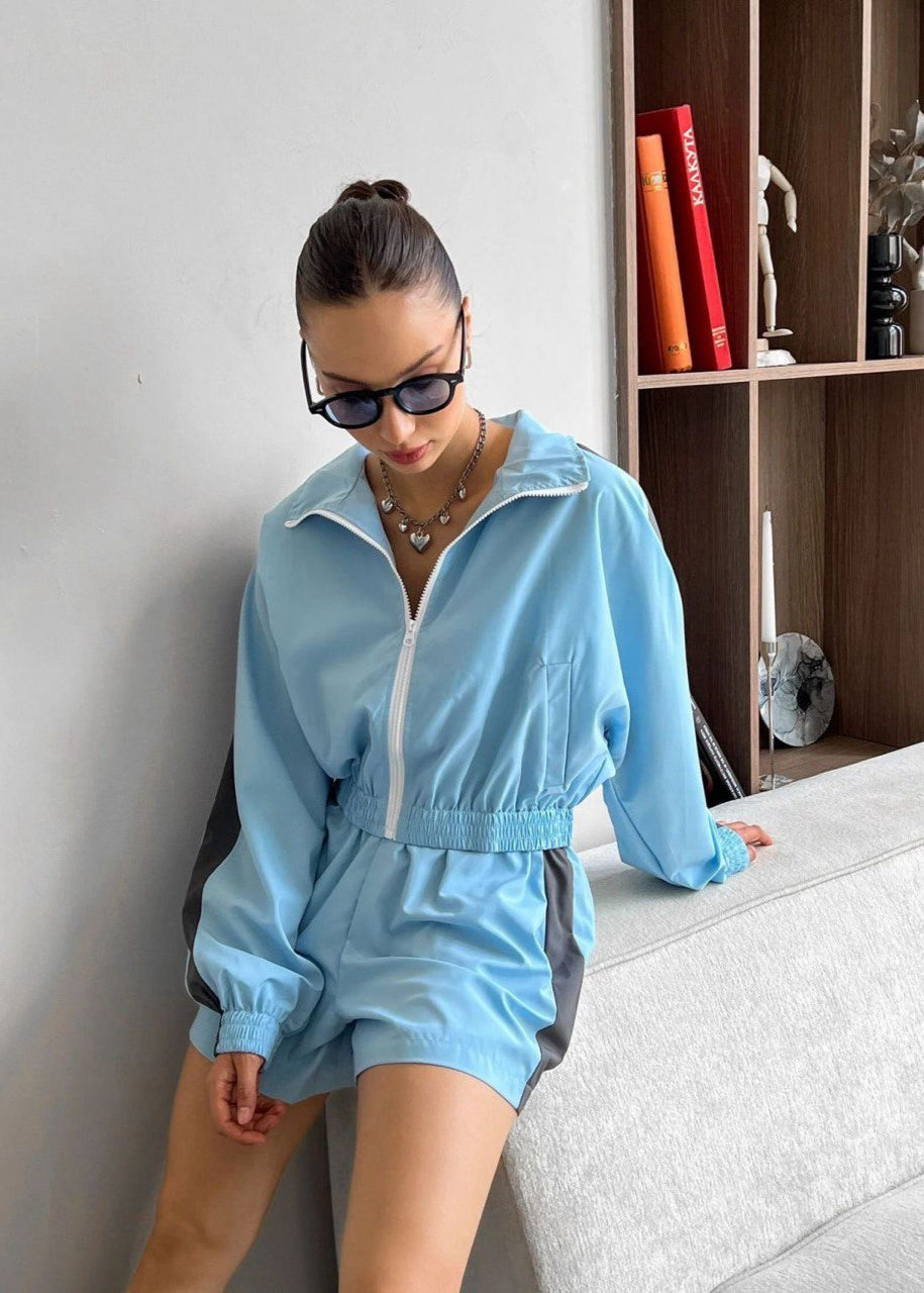 Mono activo con cremallera Skyline - Conjunto cortavientos azul claro
