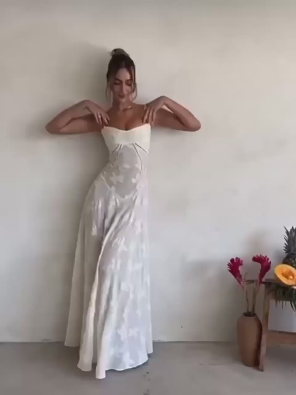 Celestine - Robe Maxi Fleurie à Bretelles Spaghetti