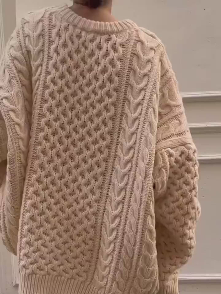 Pull surdimensionné en tricot torsadé confortable