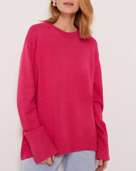 Sweaters Women's Clothing Knitwear Round Neck Loose Solid Color