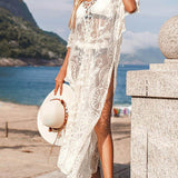 Malibu Serenity - Crochet Lace Maxi Dress - VibeSoothe