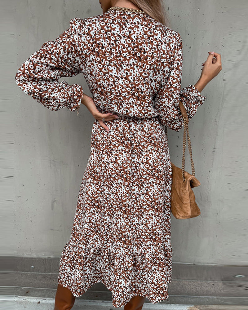 Autumn-Bloom Brown Floral Maxi Beach Dress - VibeSoothe