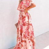 Capri - Printed Wrap Maxi Dress - VibeSoothe