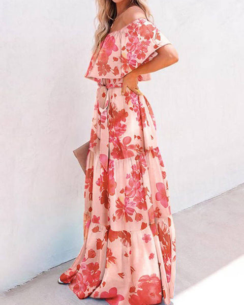 Capri - Printed Wrap Maxi Dress - VibeSoothe