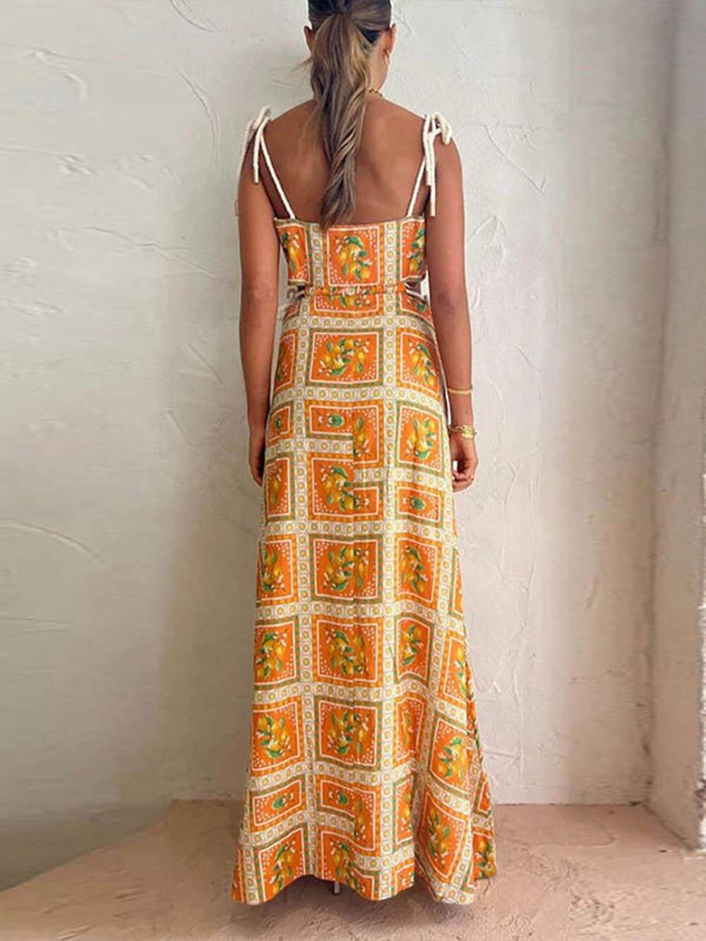 Lemon-Grove Strappy Maxi Dress - VibeSoothe