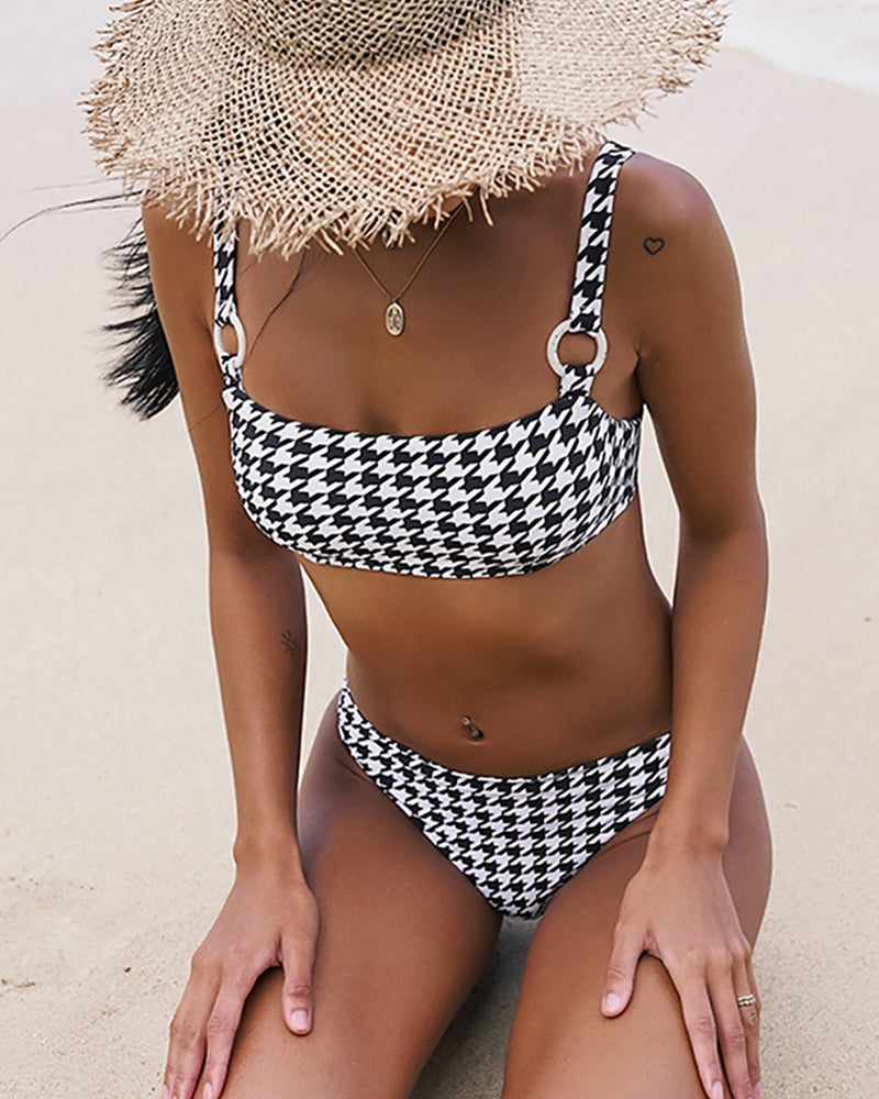 Houndstooth-Chic Bikini Set - VibeSoothe