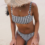 Houndstooth-Chic Bikini Set - VibeSoothe