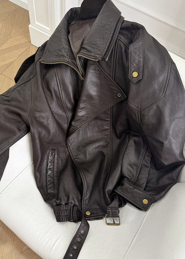 Oversized Leather Biker Jacket – Vintage-InspiRed Statement