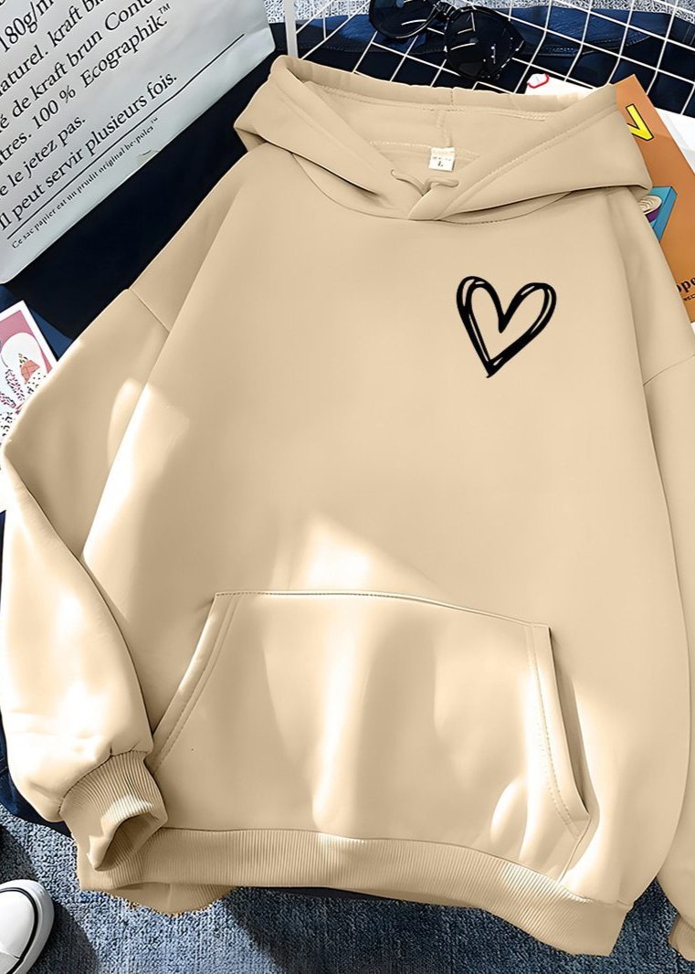 Minimalist Heart Print Hoodie - Unisex Casual Style