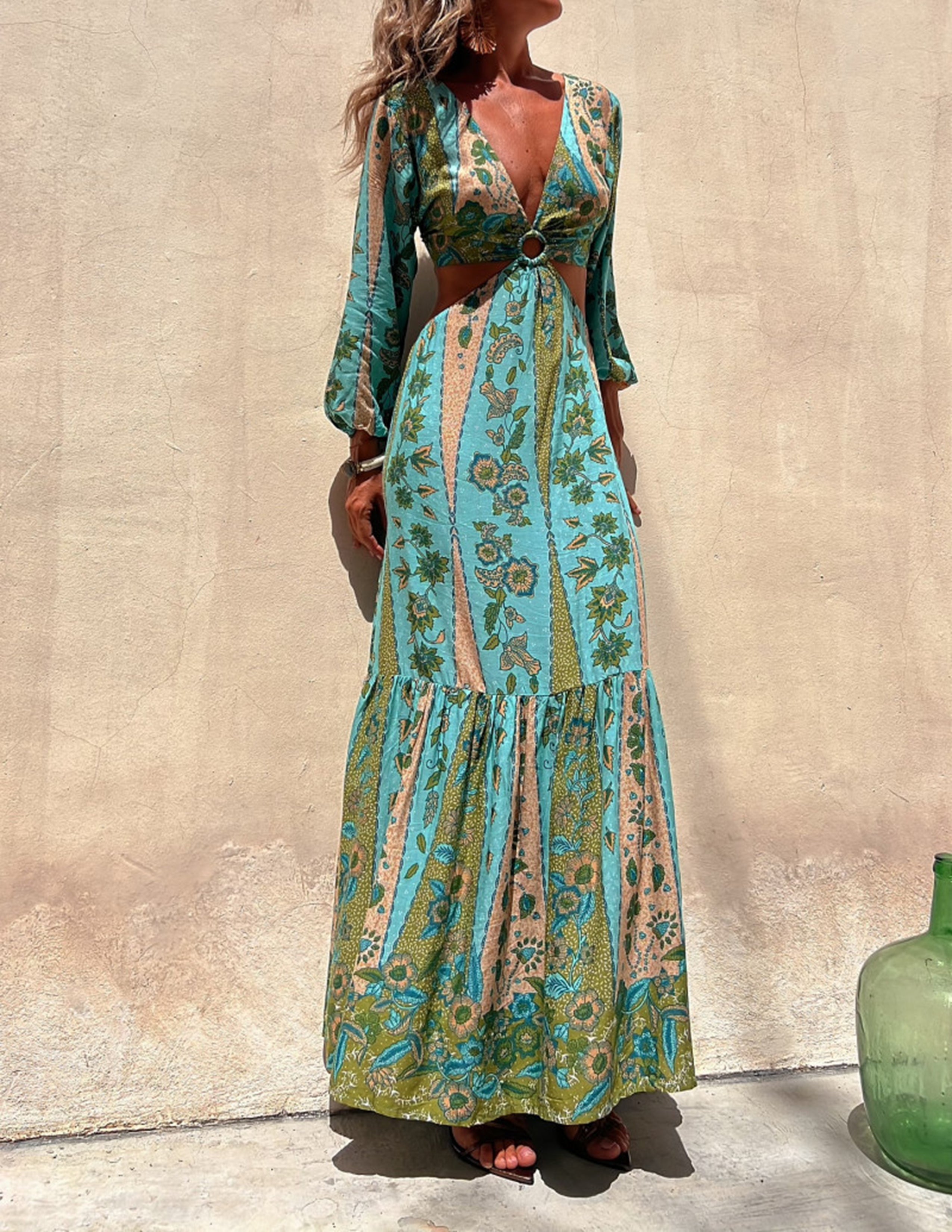 Botanical-Beauty Maxi Dress - VibeSoothe