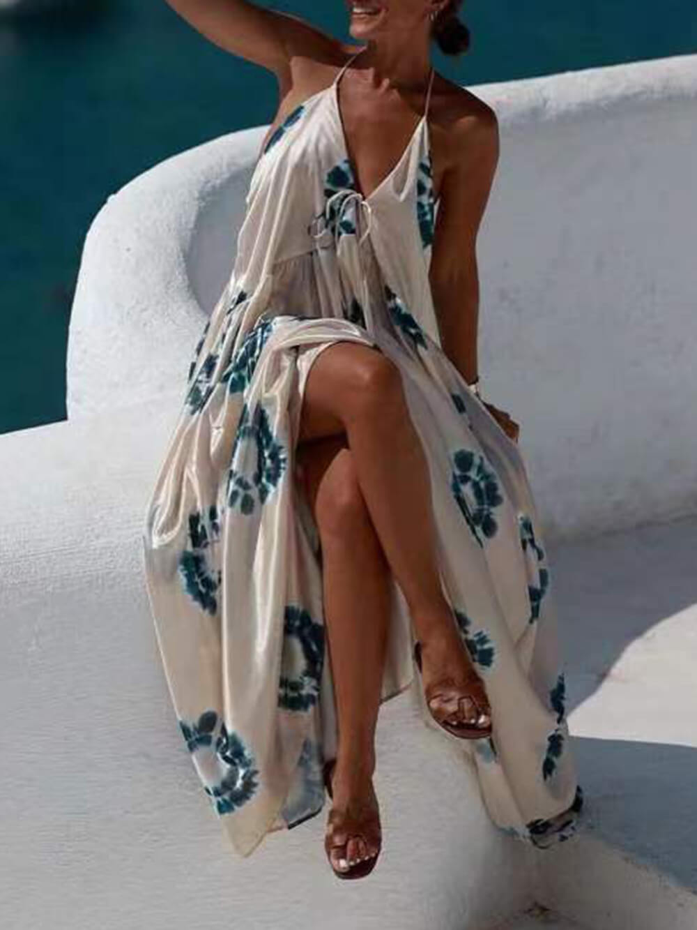 Santorini Breeze - Robe longue tie-dye