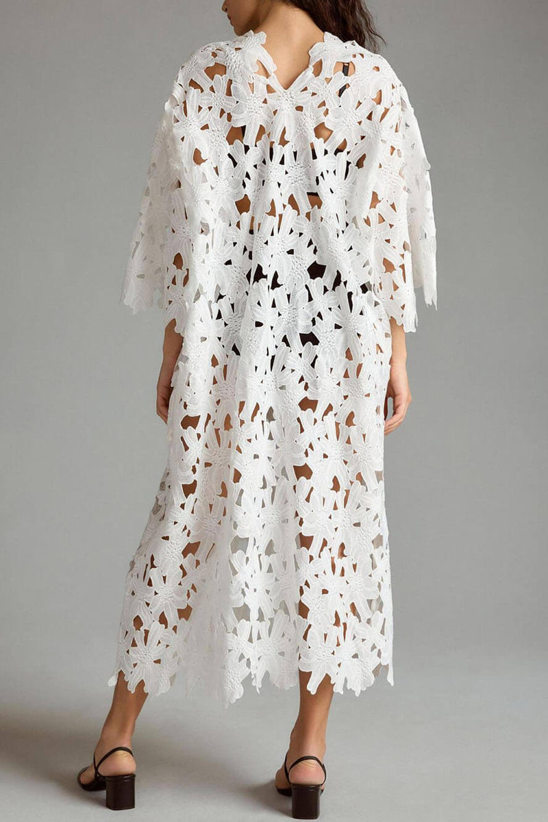 Amalfi - Coast Lace Cover-Up Midi Dress - VibeSoothe