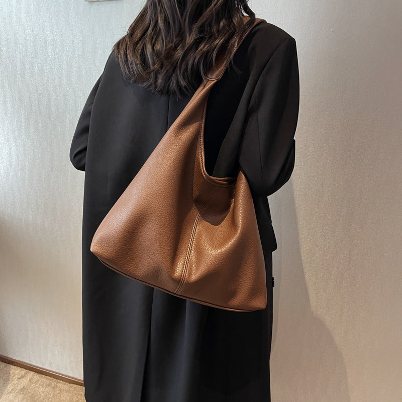 Soft-Leather Underarm Son-Mother Shoulder-Bag