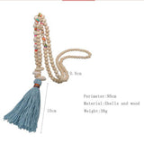 Handmade Wooden Beads Tassel and Peace Charm Pendant Long Necklace - VibeSoothe