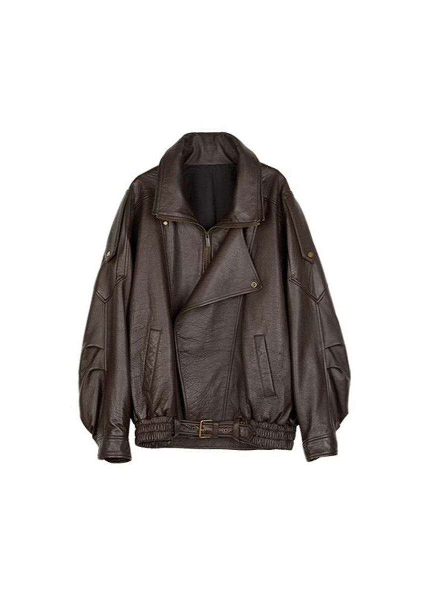 Oversized Leather Biker Jacket – Vintage-InspiRed Statement