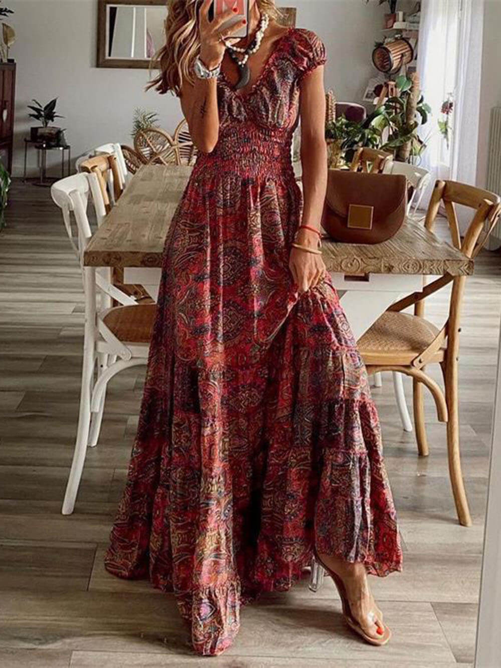 Bohemian Blossom - Sleeveless Floral Maxi Dress - VibeSoothe