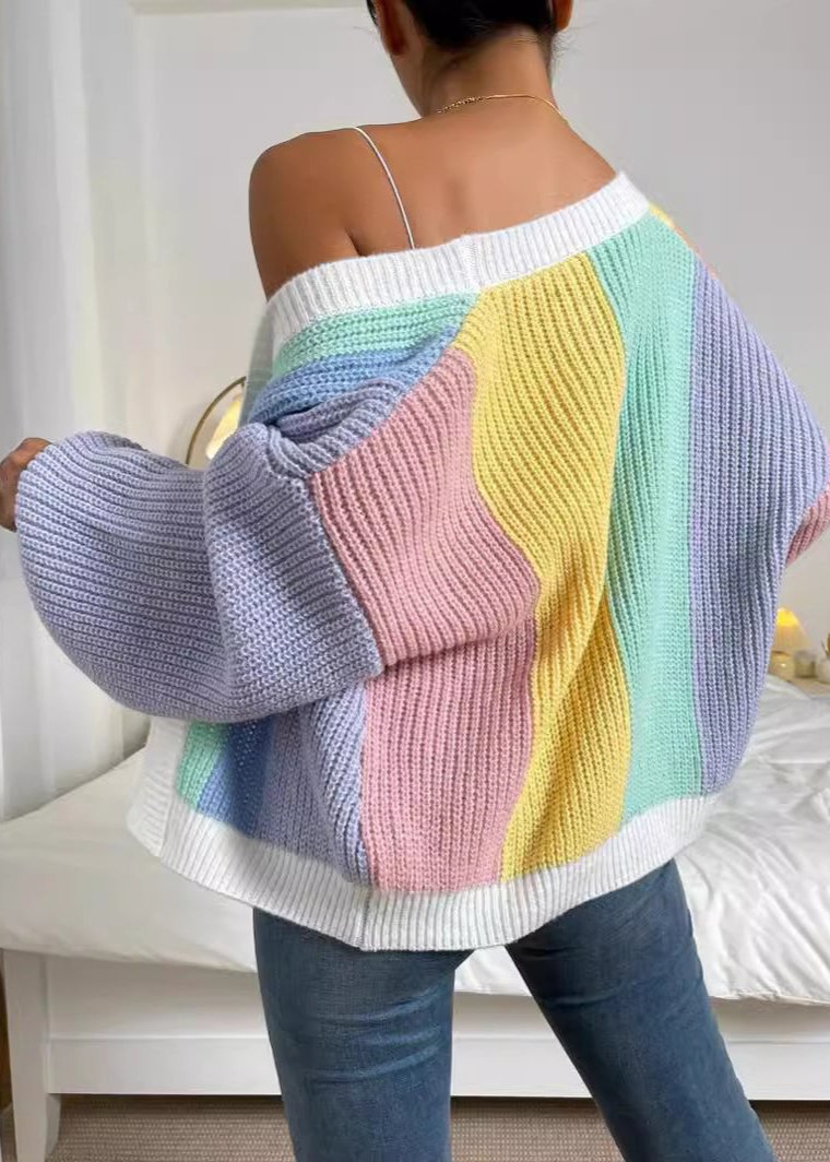 Colorblock Open Front Patchwork Cardigan