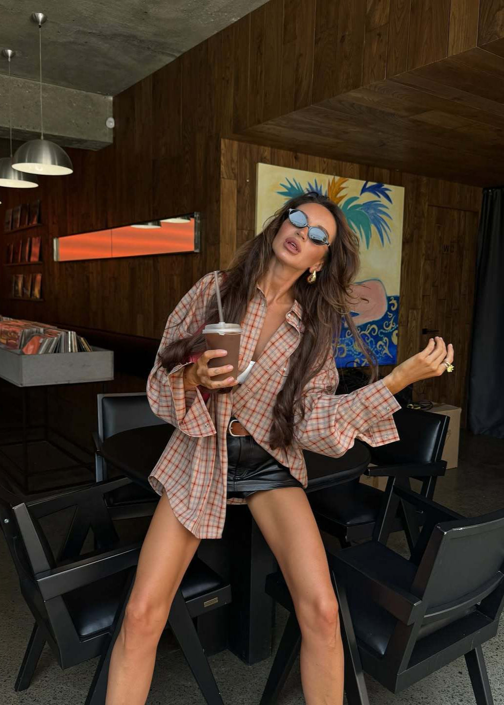 Leona - Oversized Plaid Button Down Shirt