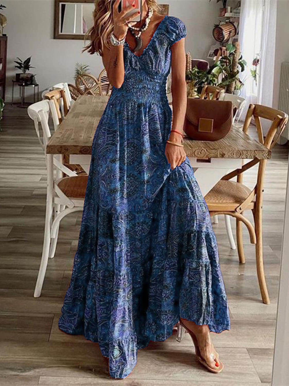 Bohemian Blossom - Sleeveless Floral Maxi Dress - VibeSoothe