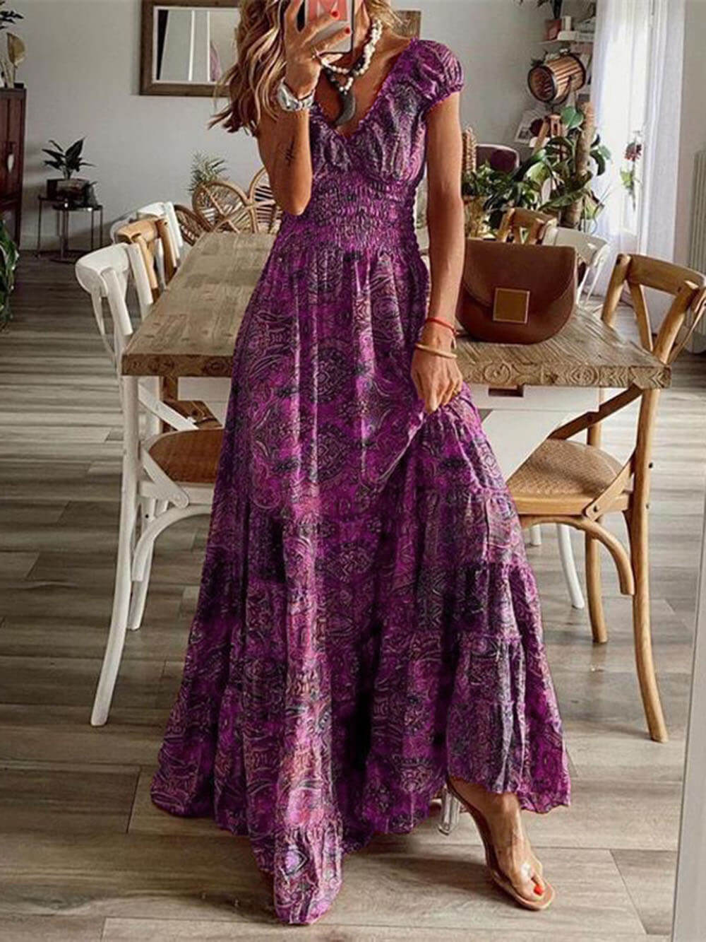 Bohemian Blossom - Sleeveless Floral Maxi Dress - VibeSoothe