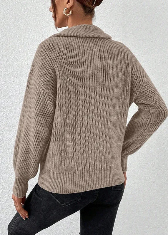 Zipper Detail Cozy Knit Sweater