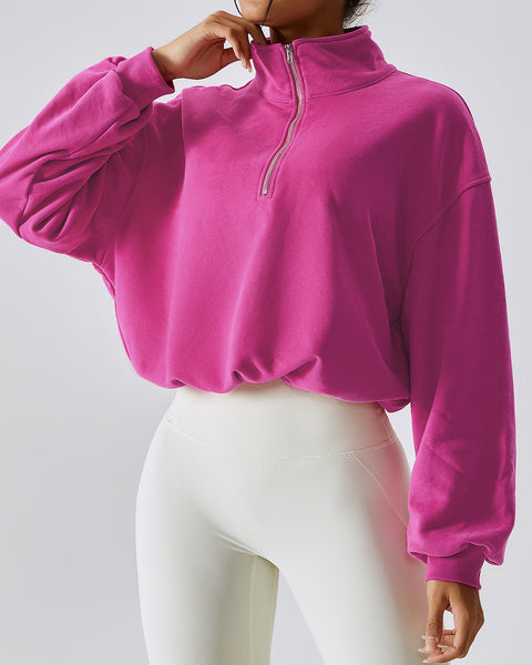 Pullover High Neck Fitness Sports Sweatshirt For Women