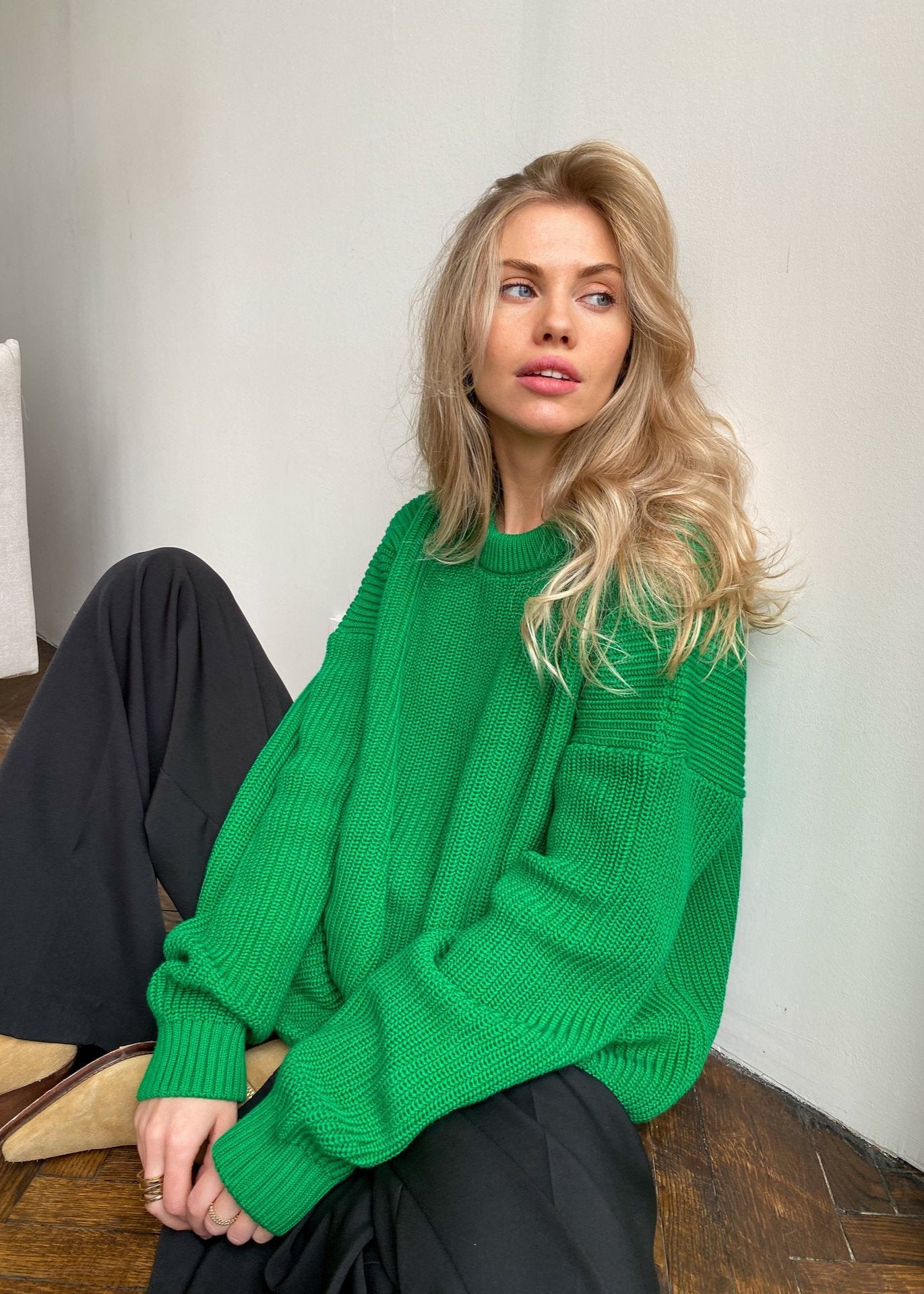 Vibrant Round Neck Oversized Sweater