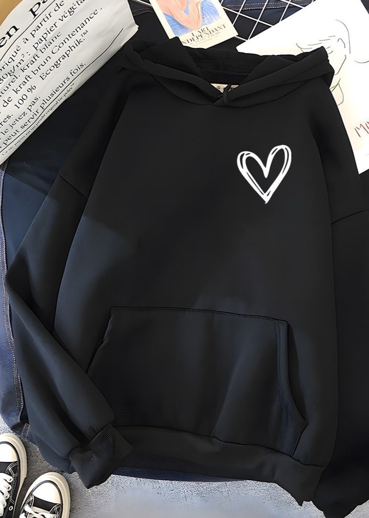 Minimalist Heart Print Hoodie - Unisex Casual Style