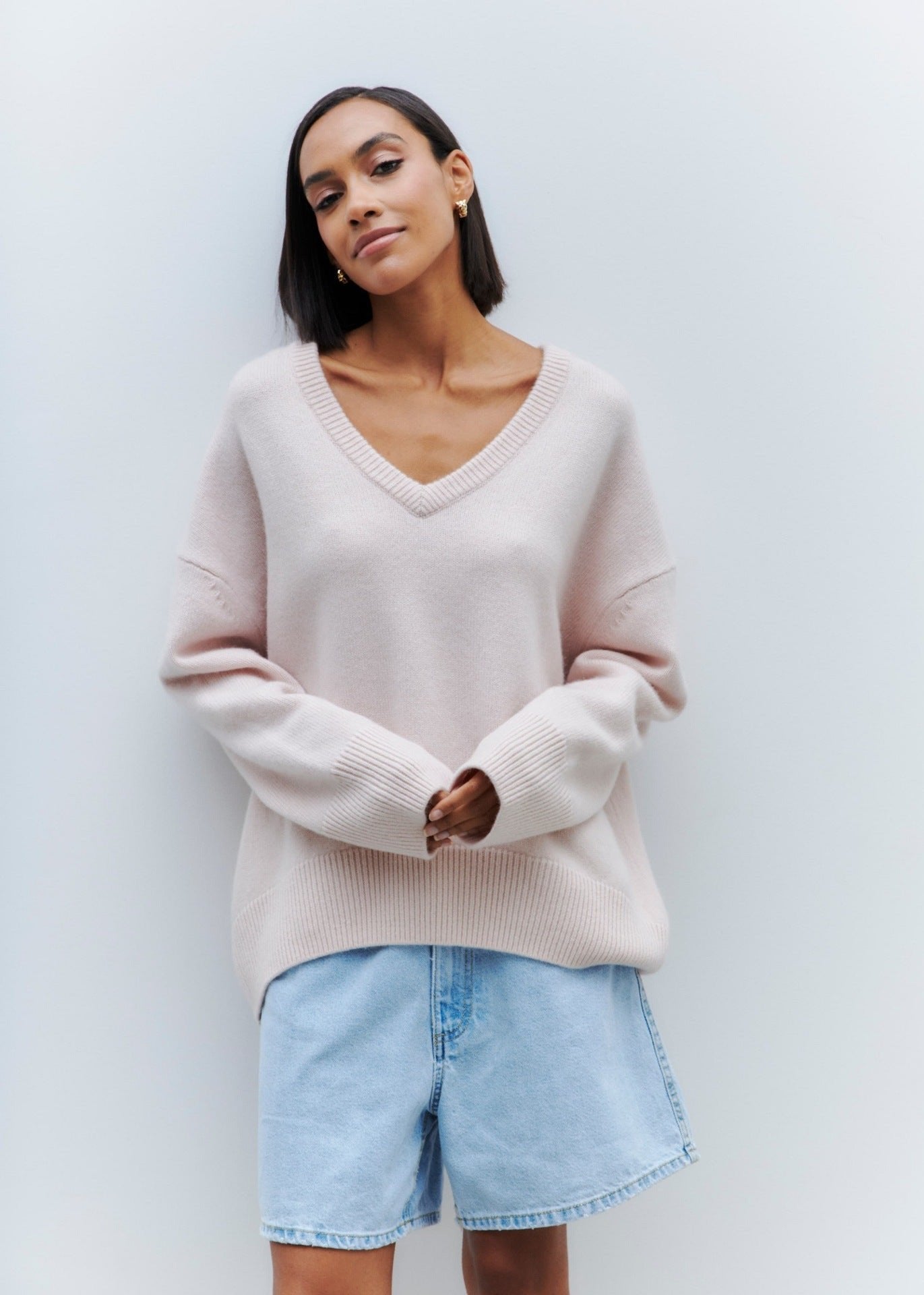 Cozy V-Neck Loose Knit Sweater