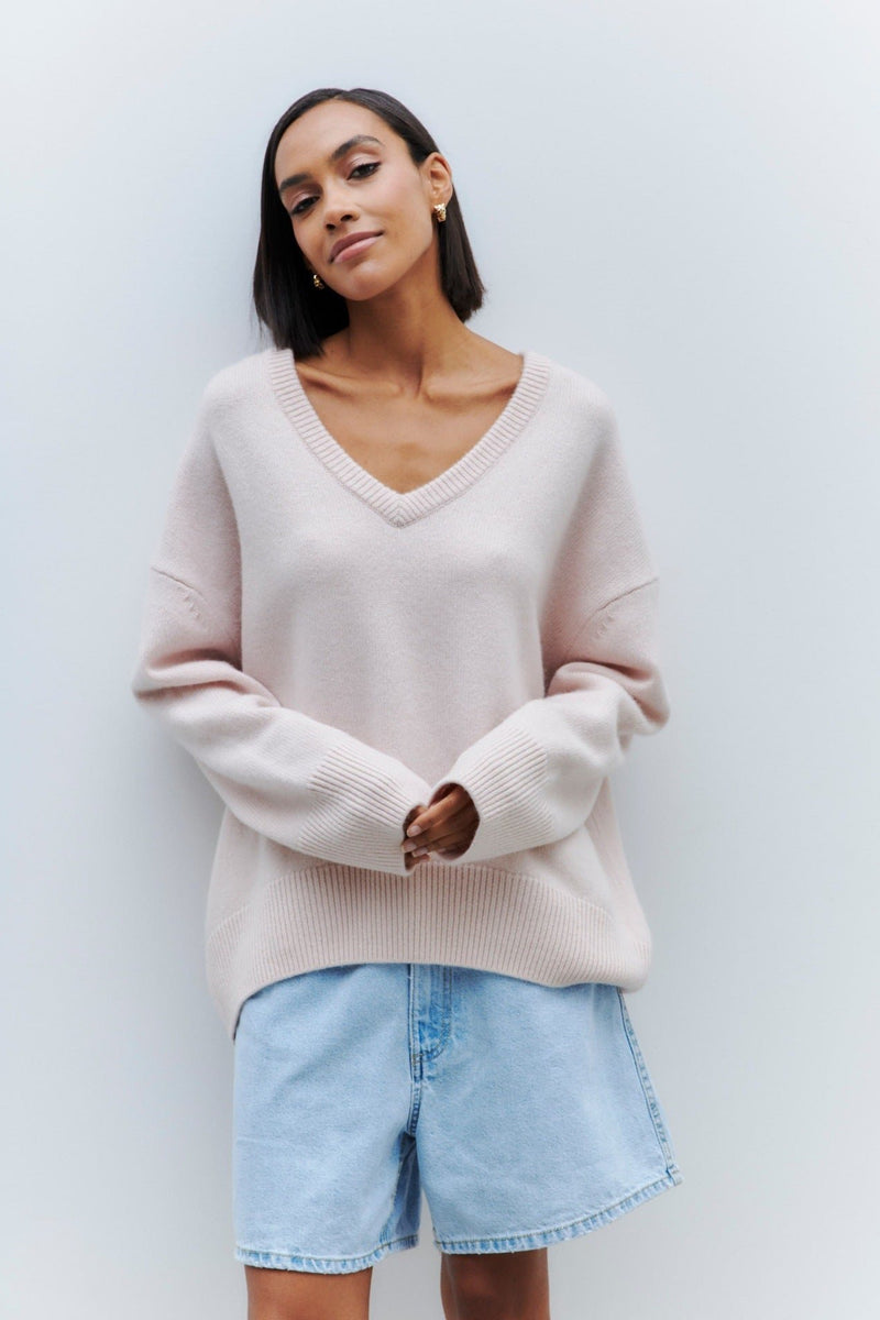 Cozy V-Neck Loose Knit Sweater