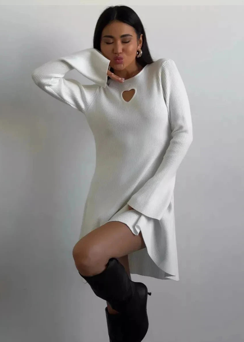 Chic Heart Cutout Sweater Dress