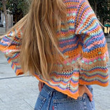 Loose Large Size Rainbow Button Cardigan - VibeSoothe