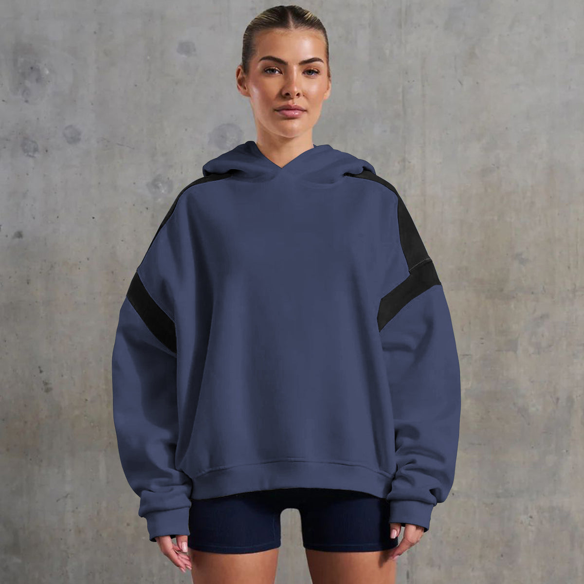 Contrast Color Drop Shoulder Women's Pullover - VibeSoothe