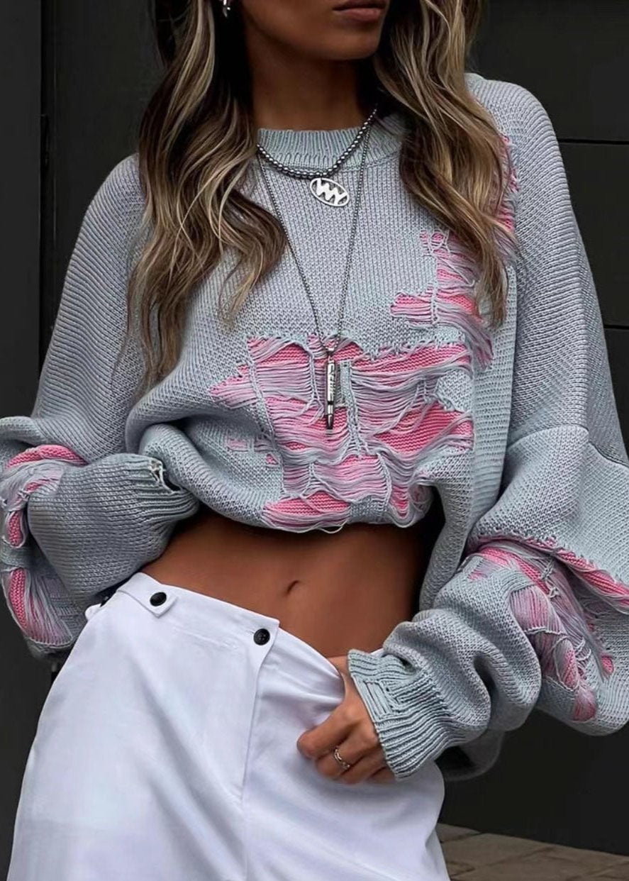 Urban Chic Distressed Colorblock Sweater