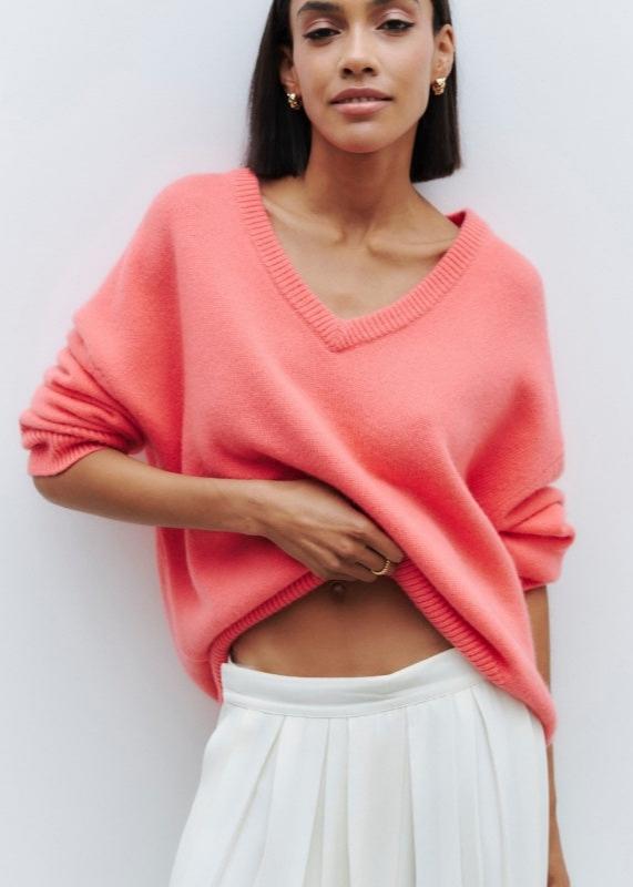 Cozy V-Neck Loose Knit Sweater