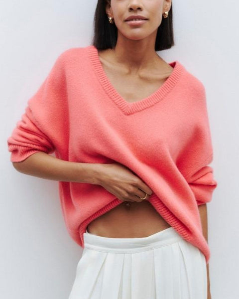 Cozy V-Neck Loose Knit Sweater