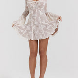 Bella-Rose Lace Mini Dress - VibeSoothe