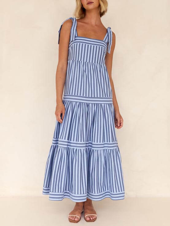 Catalina - Striped Summer Midi Dress - VibeSoothe