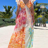 Isla Bloom - Floral Frill Maxi Dress - VibeSoothe