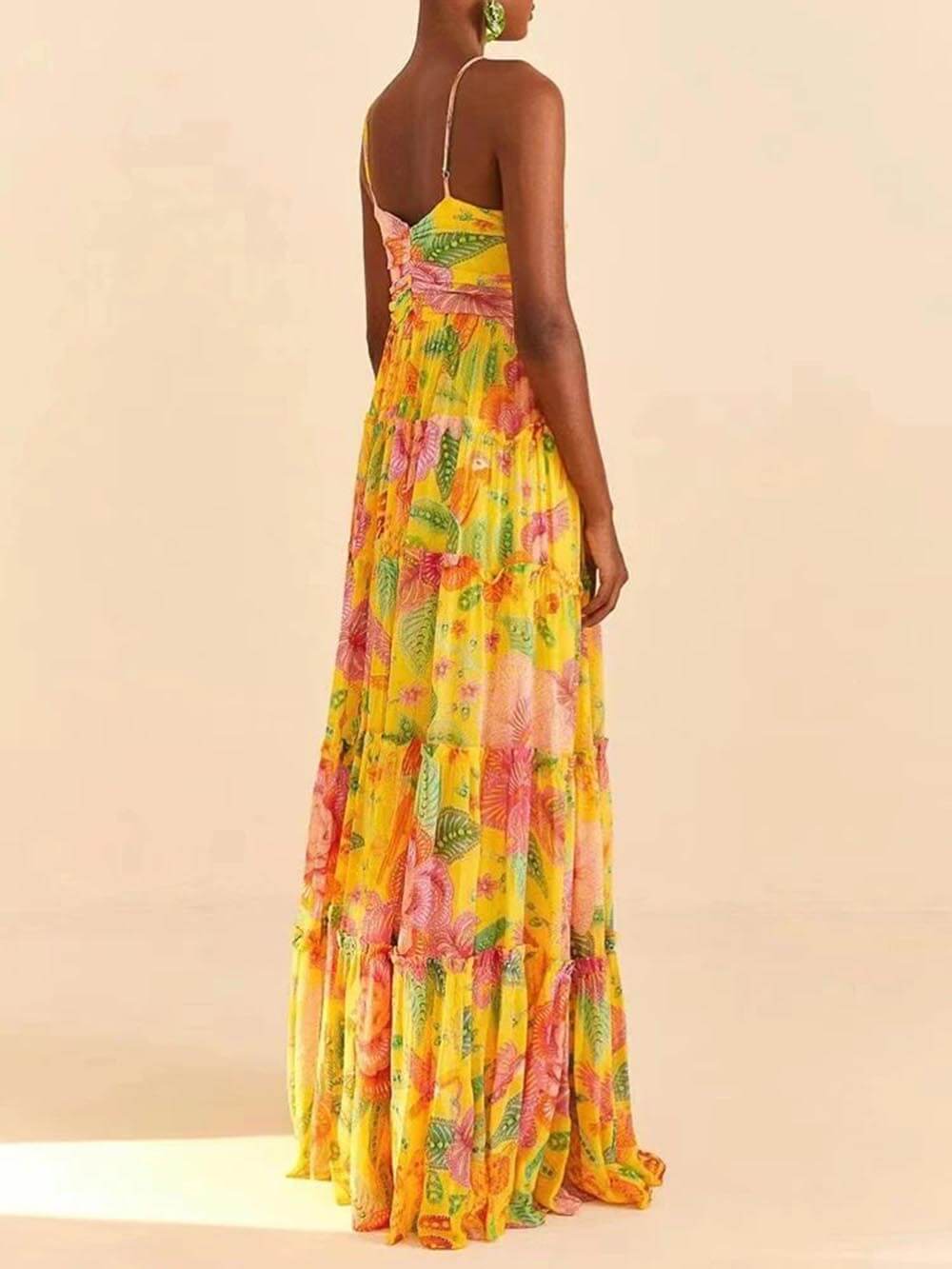 Capri Sunshine - Floral Halterneck Maxi Dress - VibeSoothe