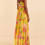 Capri Sunshine - Floral Halterneck Maxi Dress - VibeSoothe