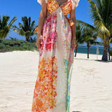 Isla Bloom - Floral Frill Maxi Dress - VibeSoothe