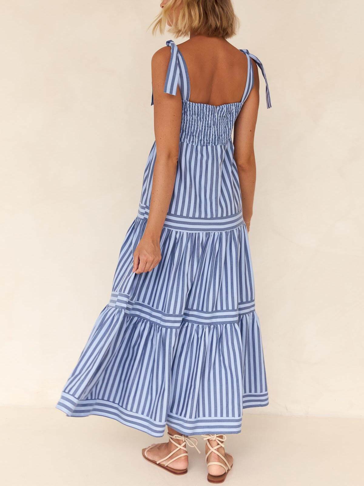 Catalina - Striped Summer Midi Dress - VibeSoothe