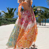 Isla Bloom - Floral Frill Maxi Dress - VibeSoothe