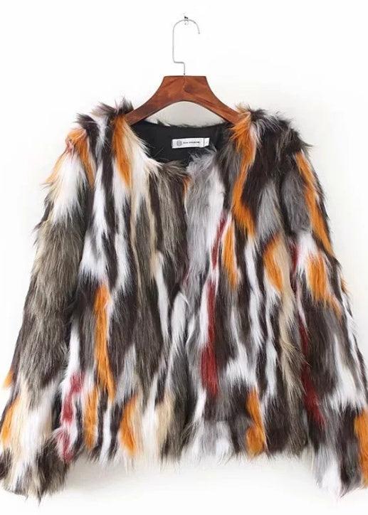 Multi-Tonal Faux Fur Coat