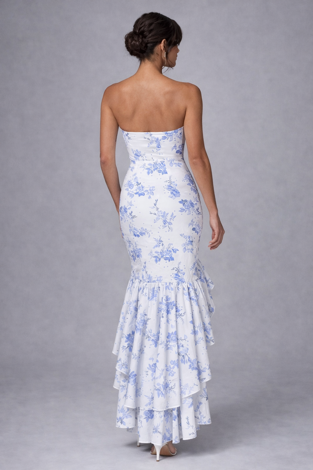 Floral Elegance - Strapless Ruffled Maxi Dress2425